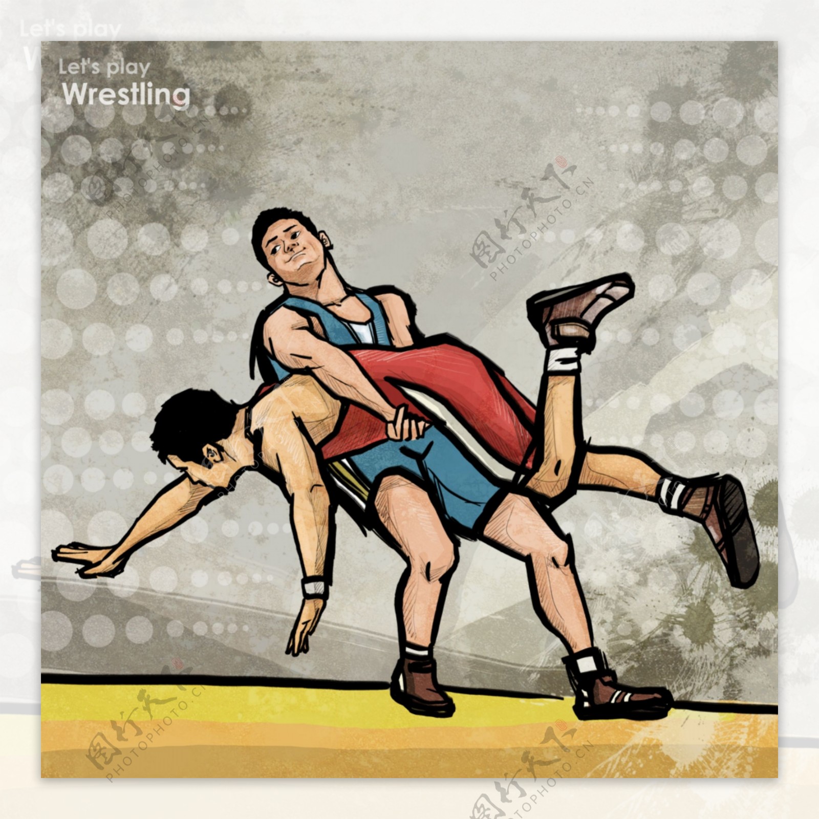 漫画摔跤柔道比赛图片
