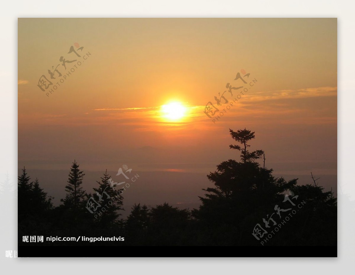 緬因州山頂上看日落图片