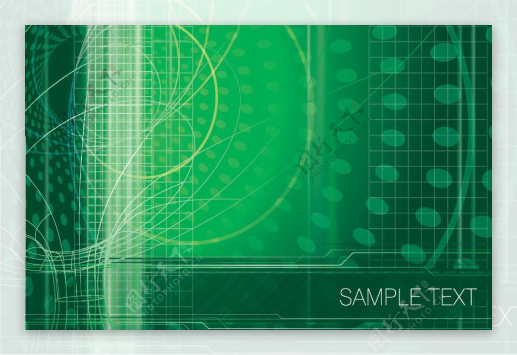 动感曲线绿色商务科技展板图片