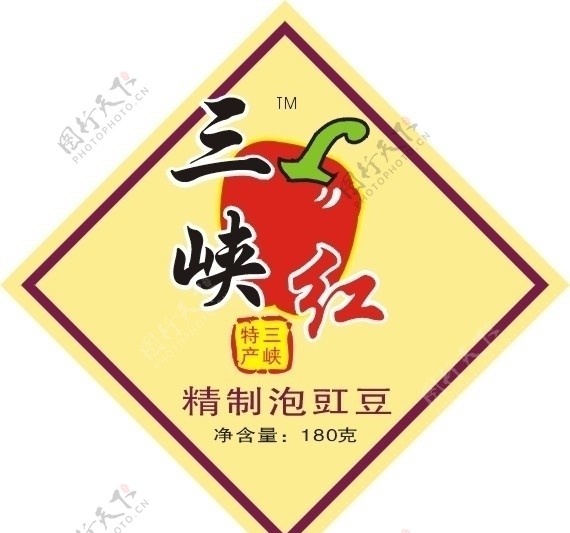 三峡红食品标贴图片