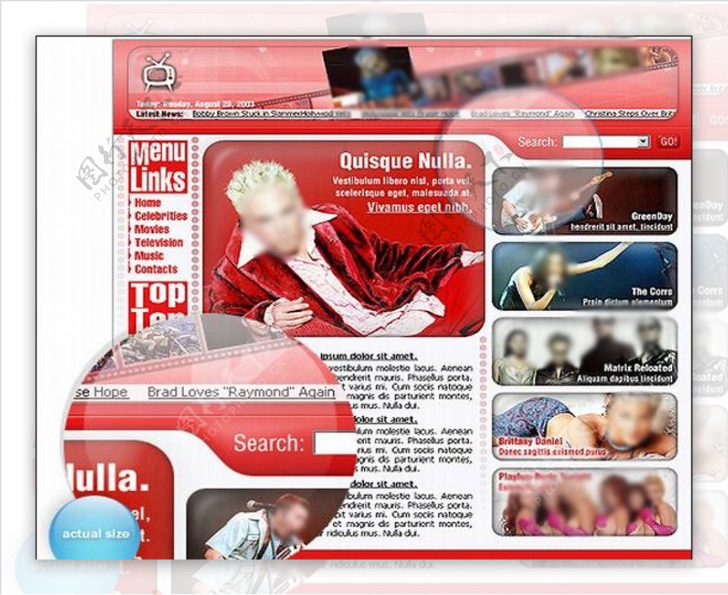 欧美歌手网站模板图片
