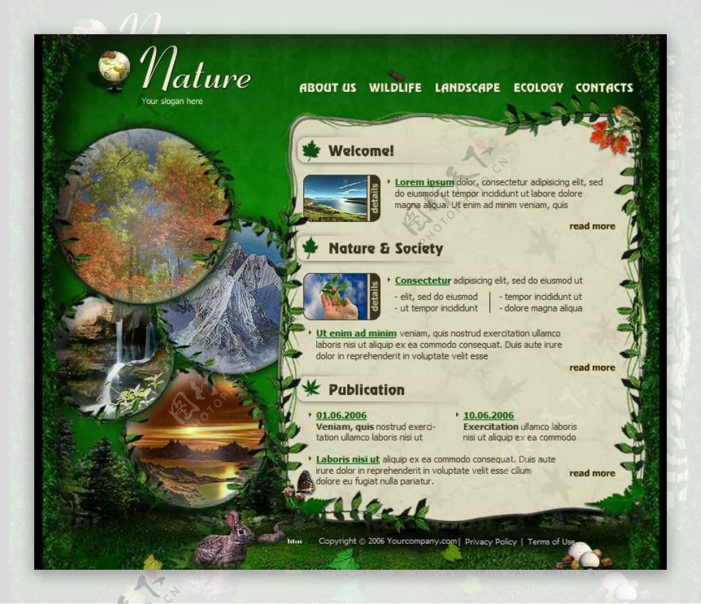 然保护区网站模板图片