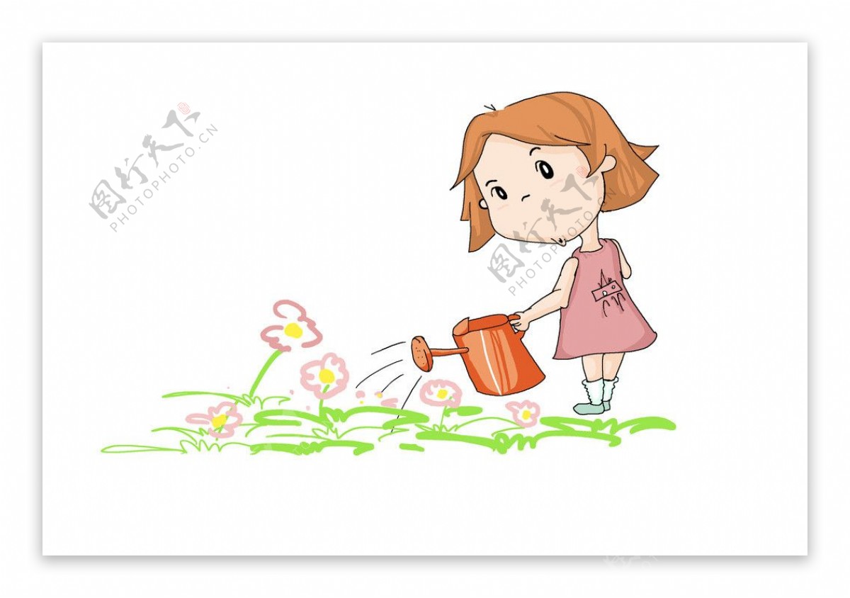 小朋友浇花图片