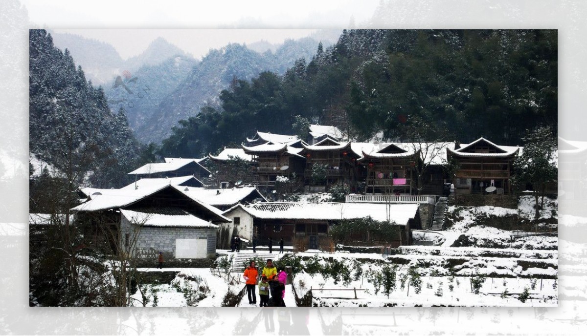 彭家寨雪景图片