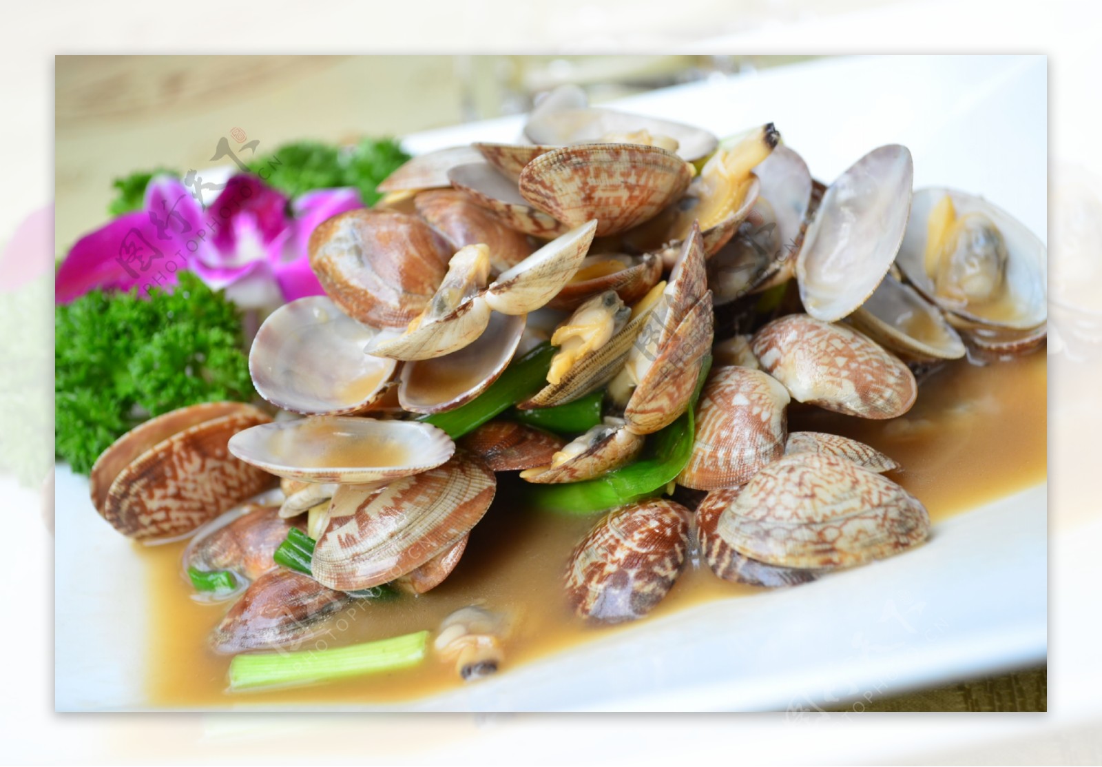 葱油花蛤图片