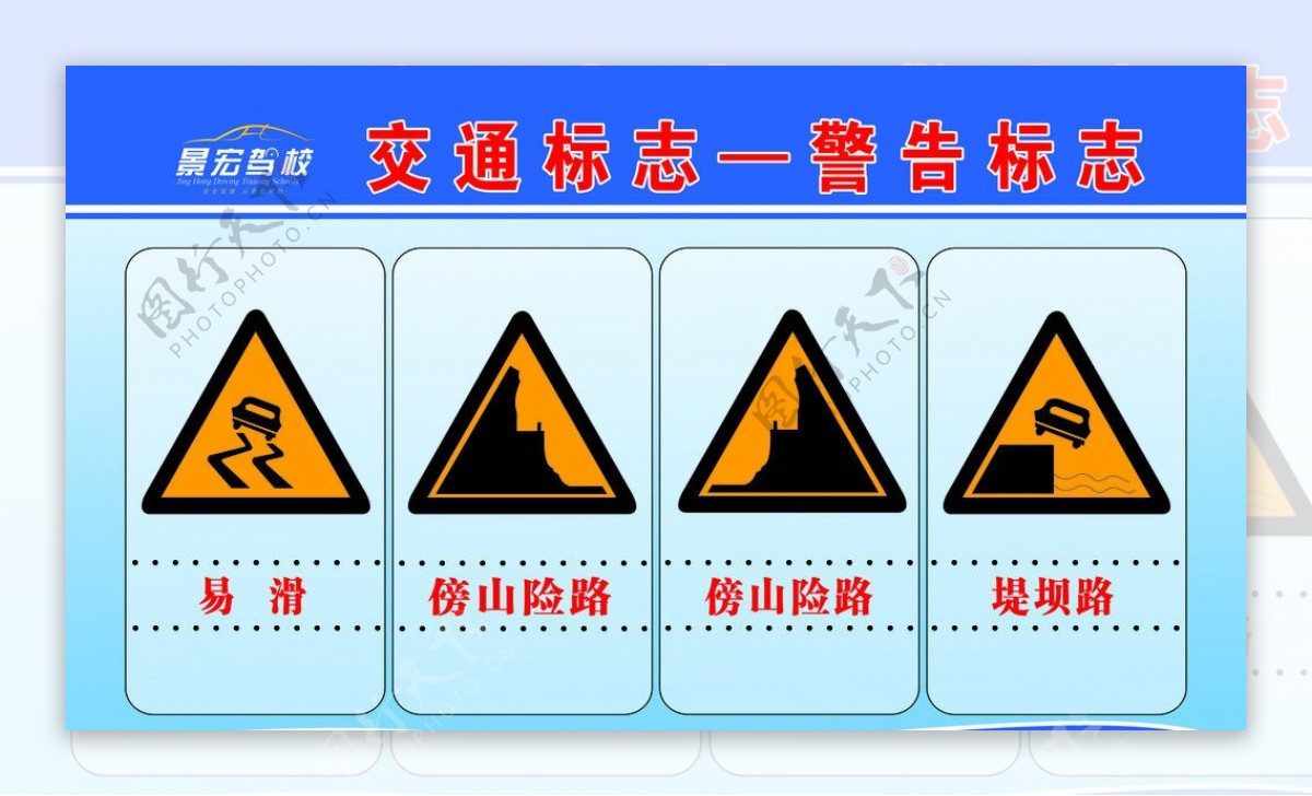 交通警告标志展板图片