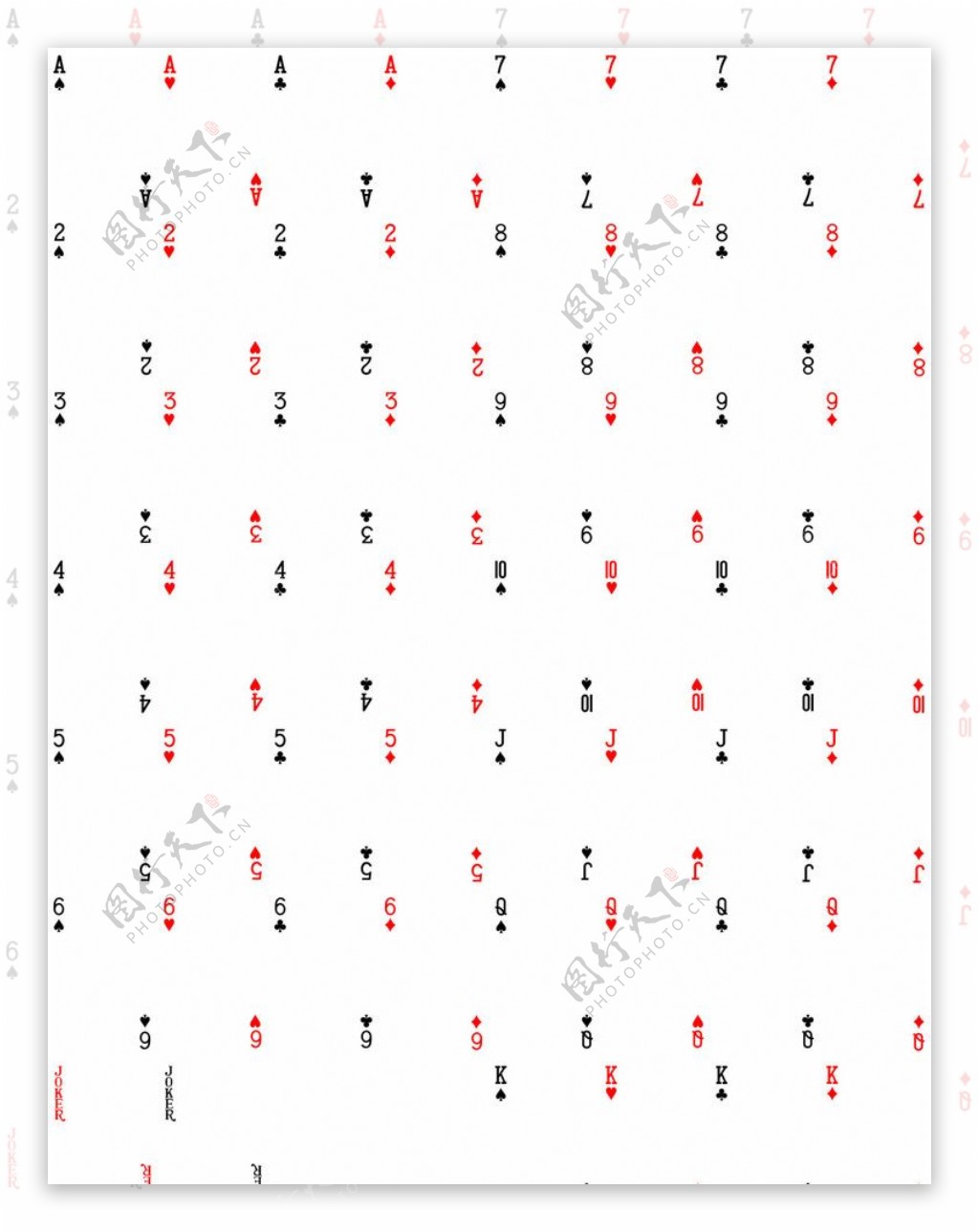 矢量标准扑克模板图片