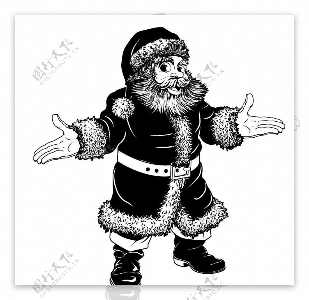 黑白圣诞老人线稿图片