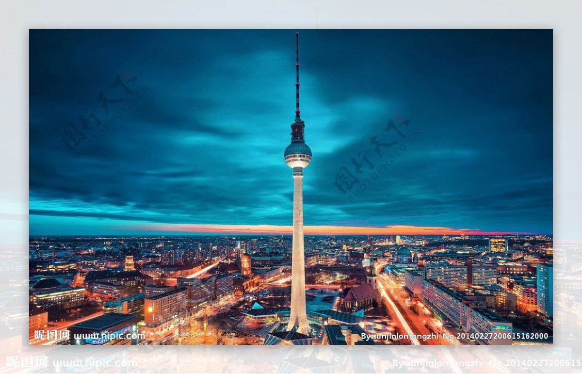 柏林夜景俯瞰图片