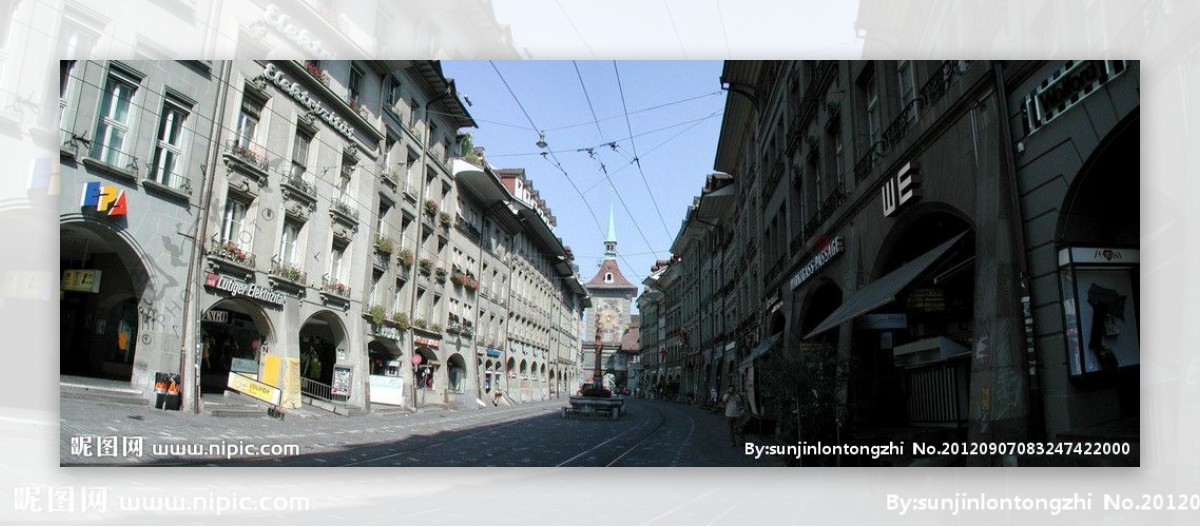 瑞士伯尔尼钟楼街景图片