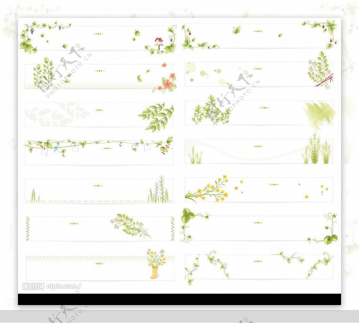 树叶藤蔓花卉装饰图案矢量素材图片