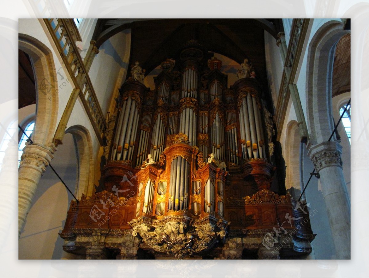 荷兰阿姆斯特丹老教堂里的管风琴图片