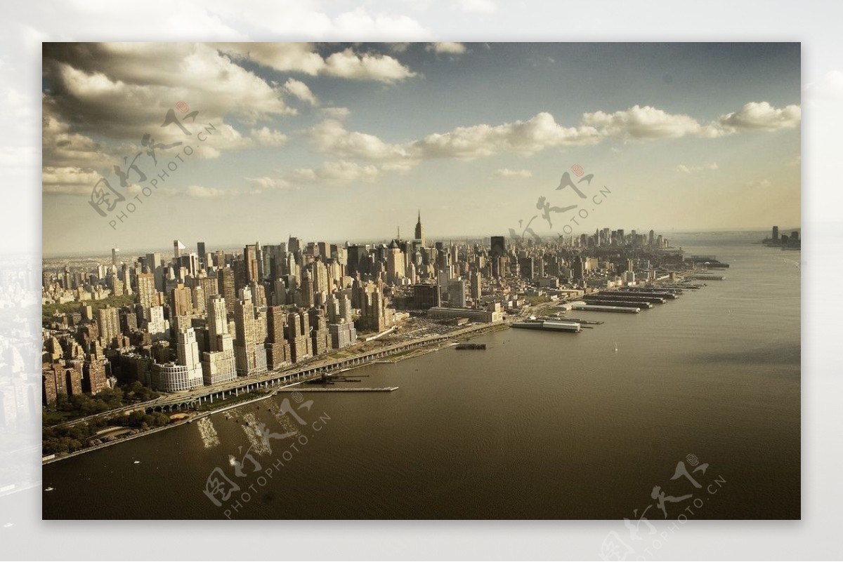 纽约俯瞰美丽的曼哈顿岛图片