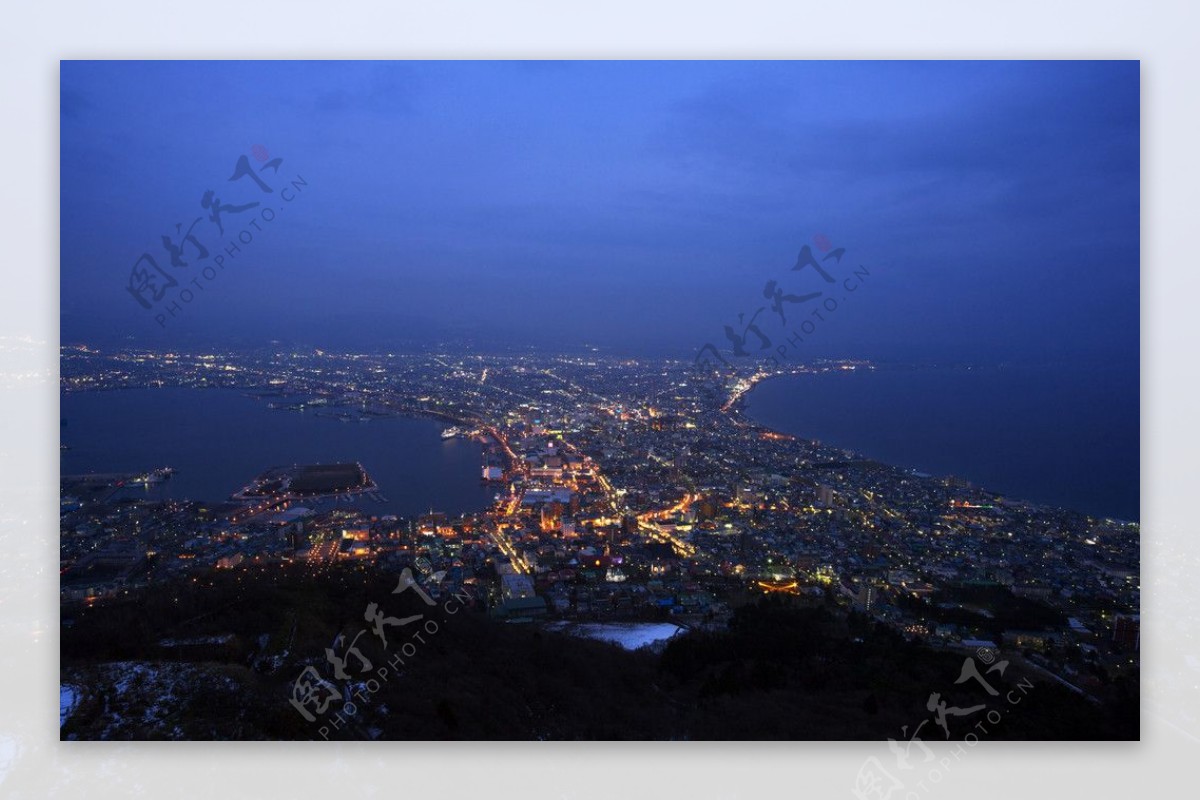 黎明前俯视函馆山图片