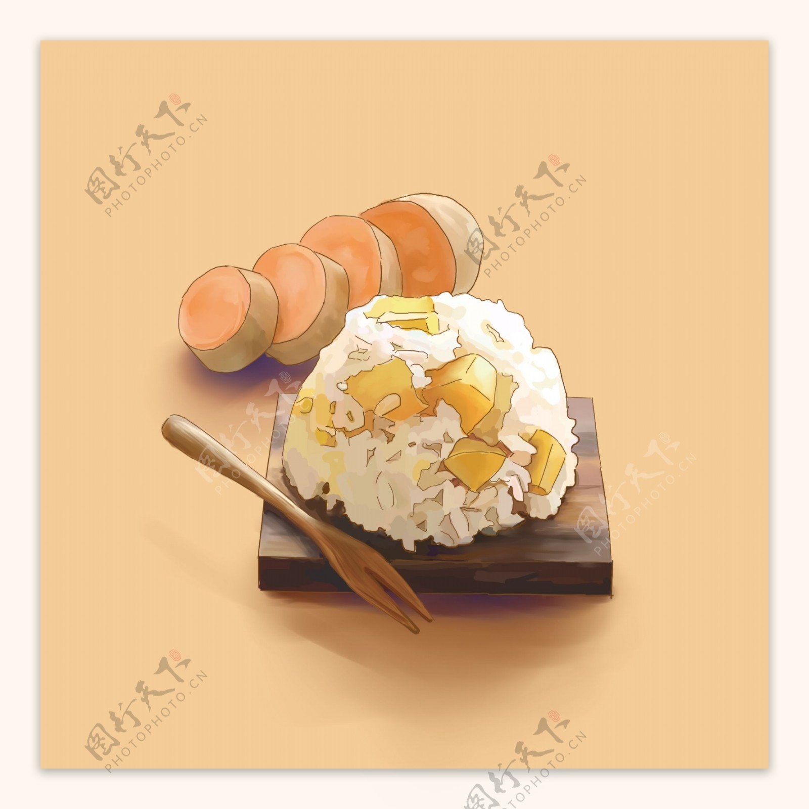 手绘山芋饭图片