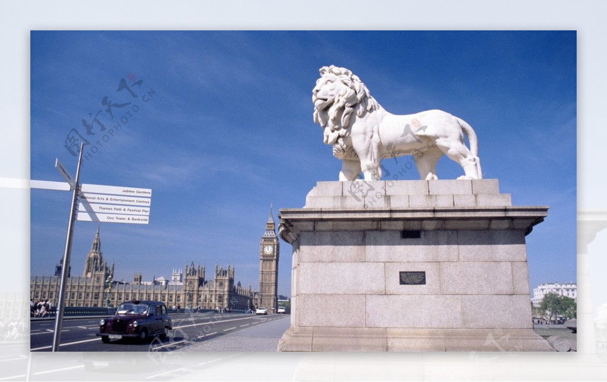 伦敦建筑石狮图片