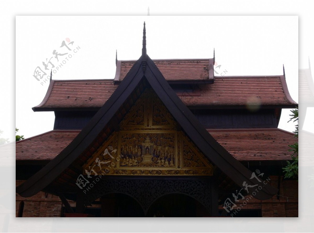 泰国清迈之寺庙兰纳风格建筑图片