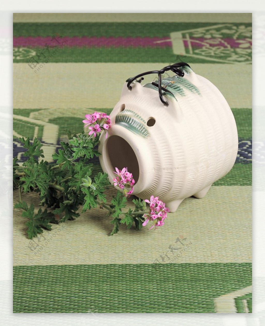 小猪造型插花粉酚兰图片