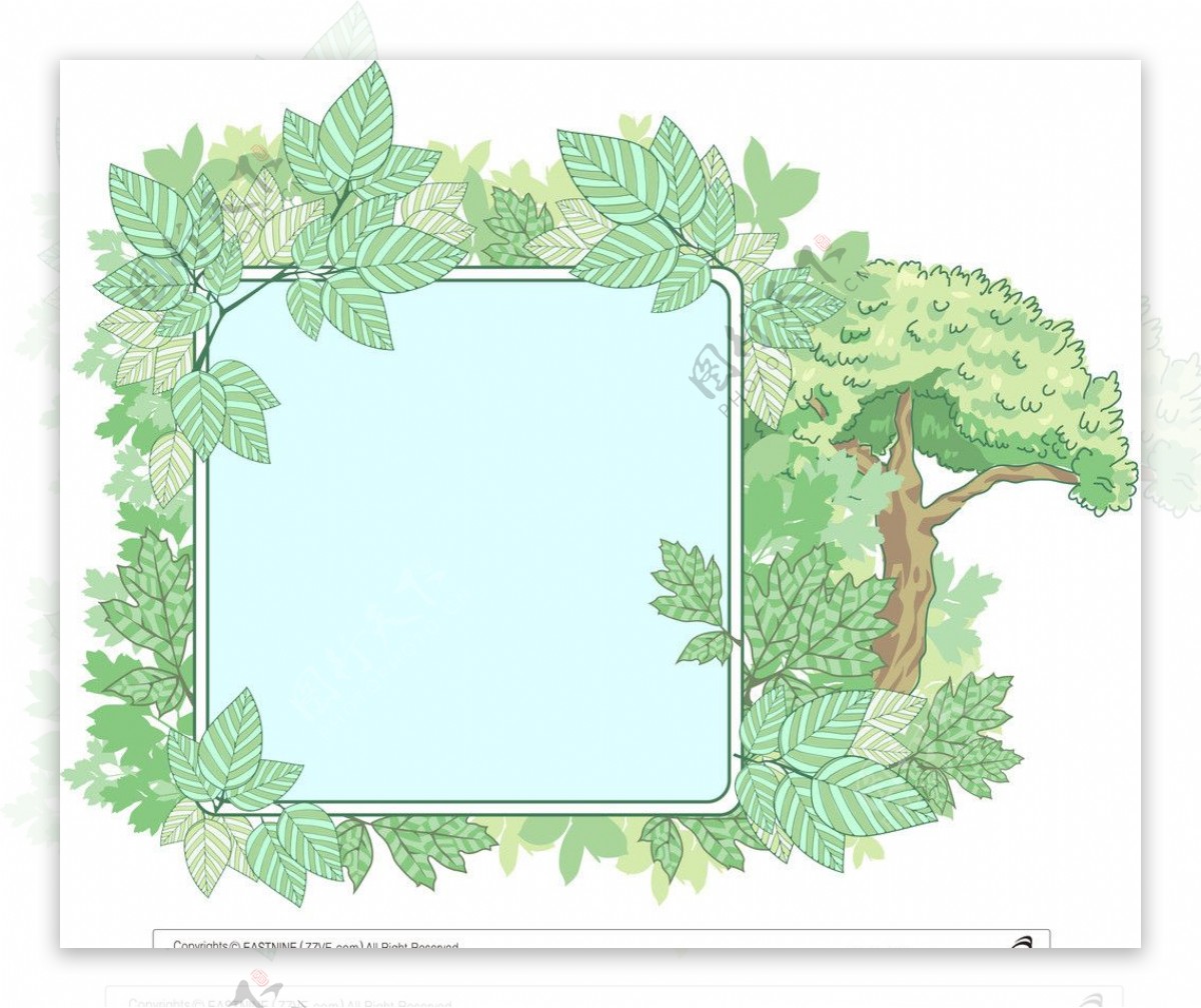 绿叶边框树图片
