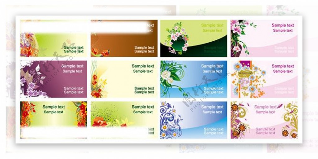 12款精美花朵主题卡片模板矢量素材图片