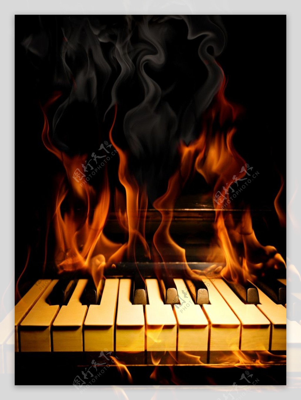 钢琴火焰高清图片