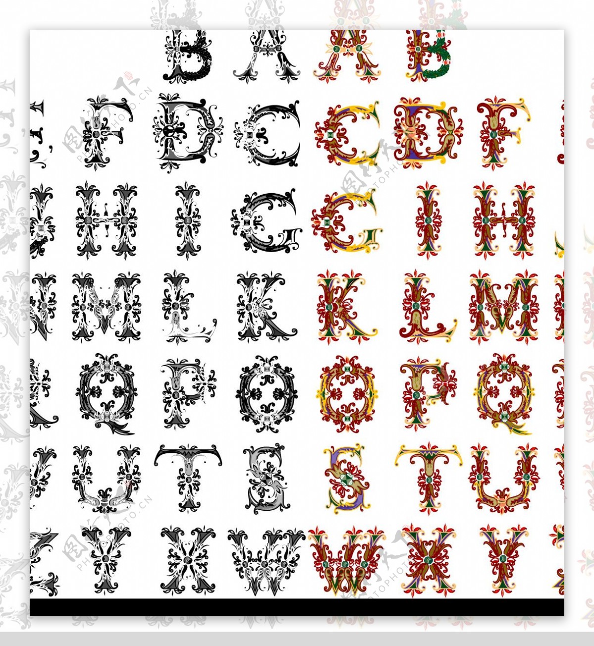 维多利亚风格英文字母图片