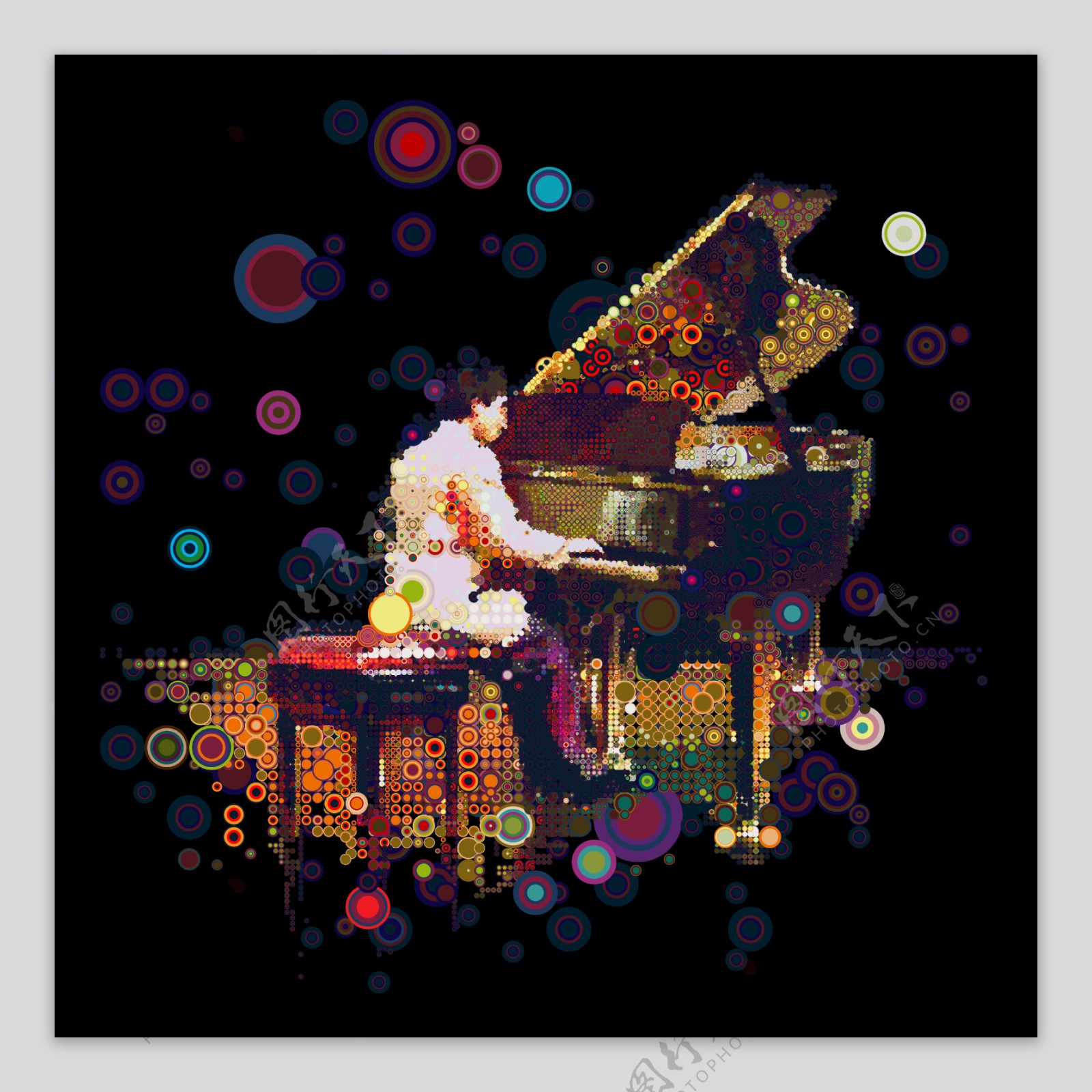 抽象的弹钢琴的人图片