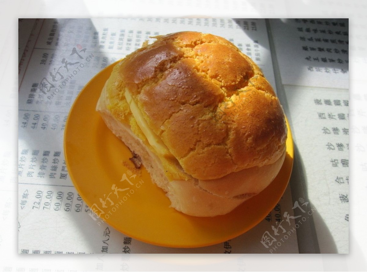 香港美都餐室早餐菠萝油图片