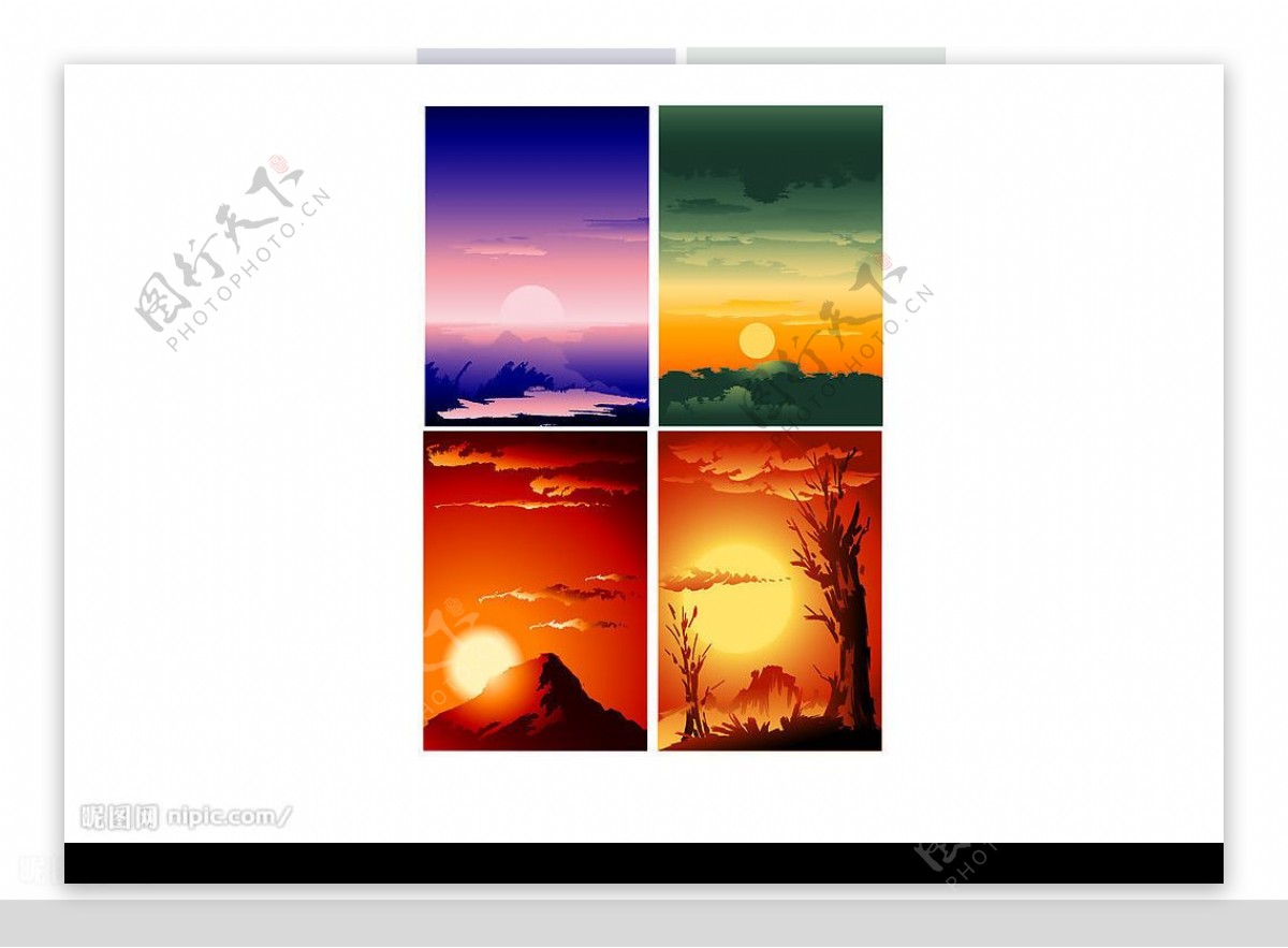 4款精美的日落风光矢量素材图片
