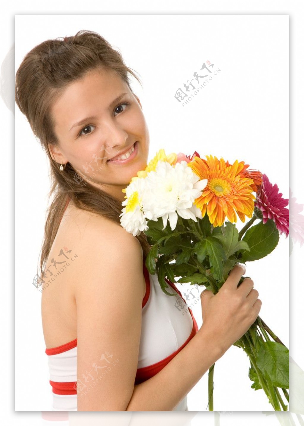 拿着鲜花的性感美女图片素材-编号26355587-图行天下