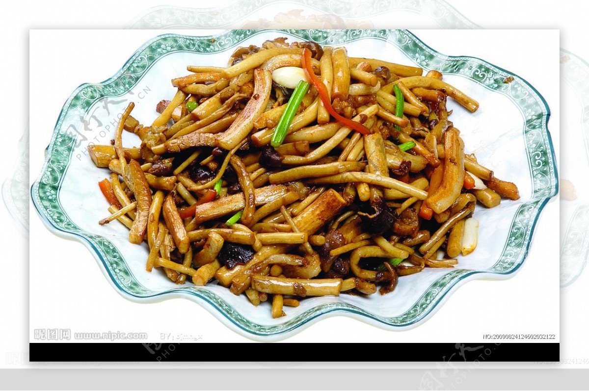 茶树菇炒咸肉丝图片