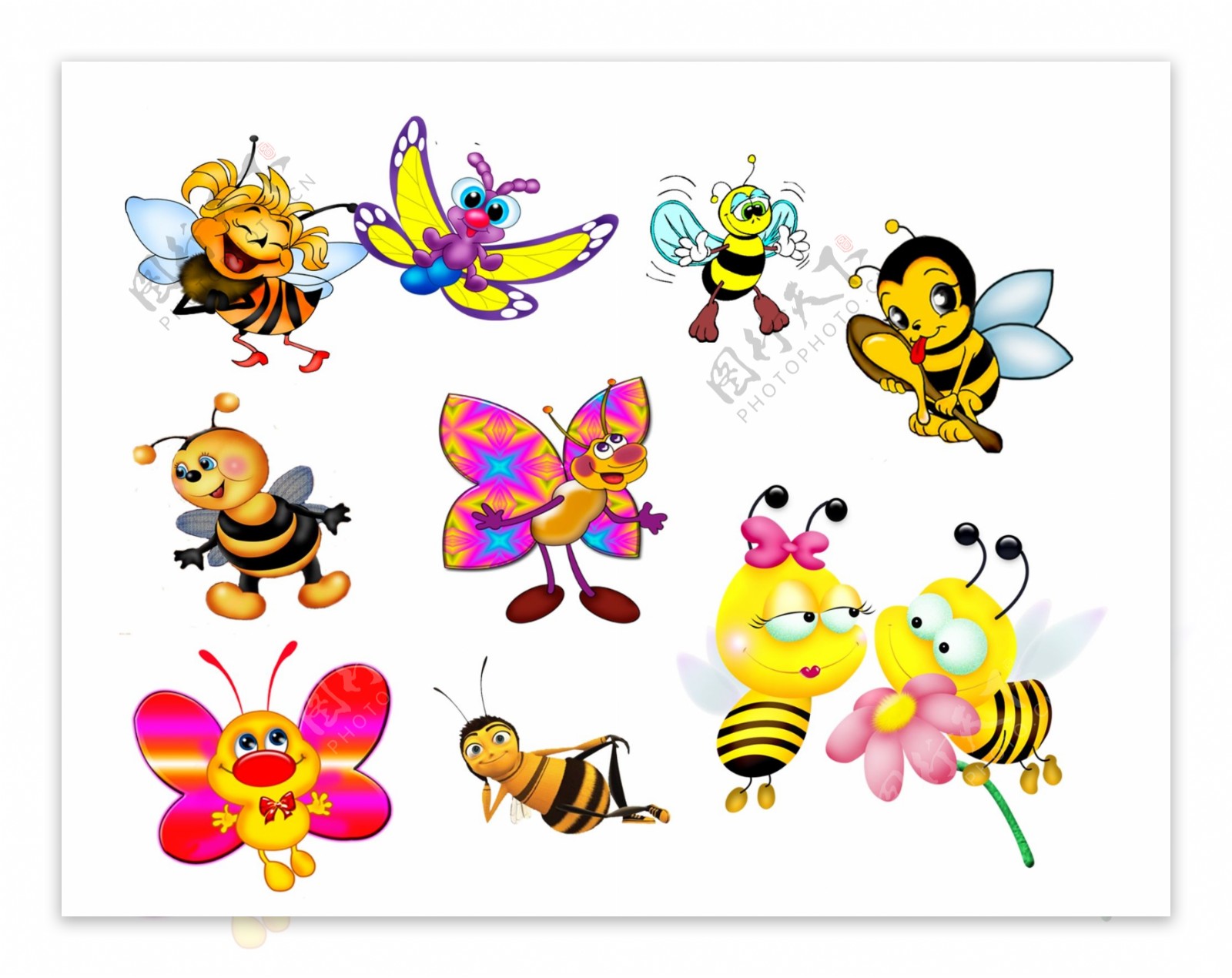 卡通蜜蜂蝴蝶图片