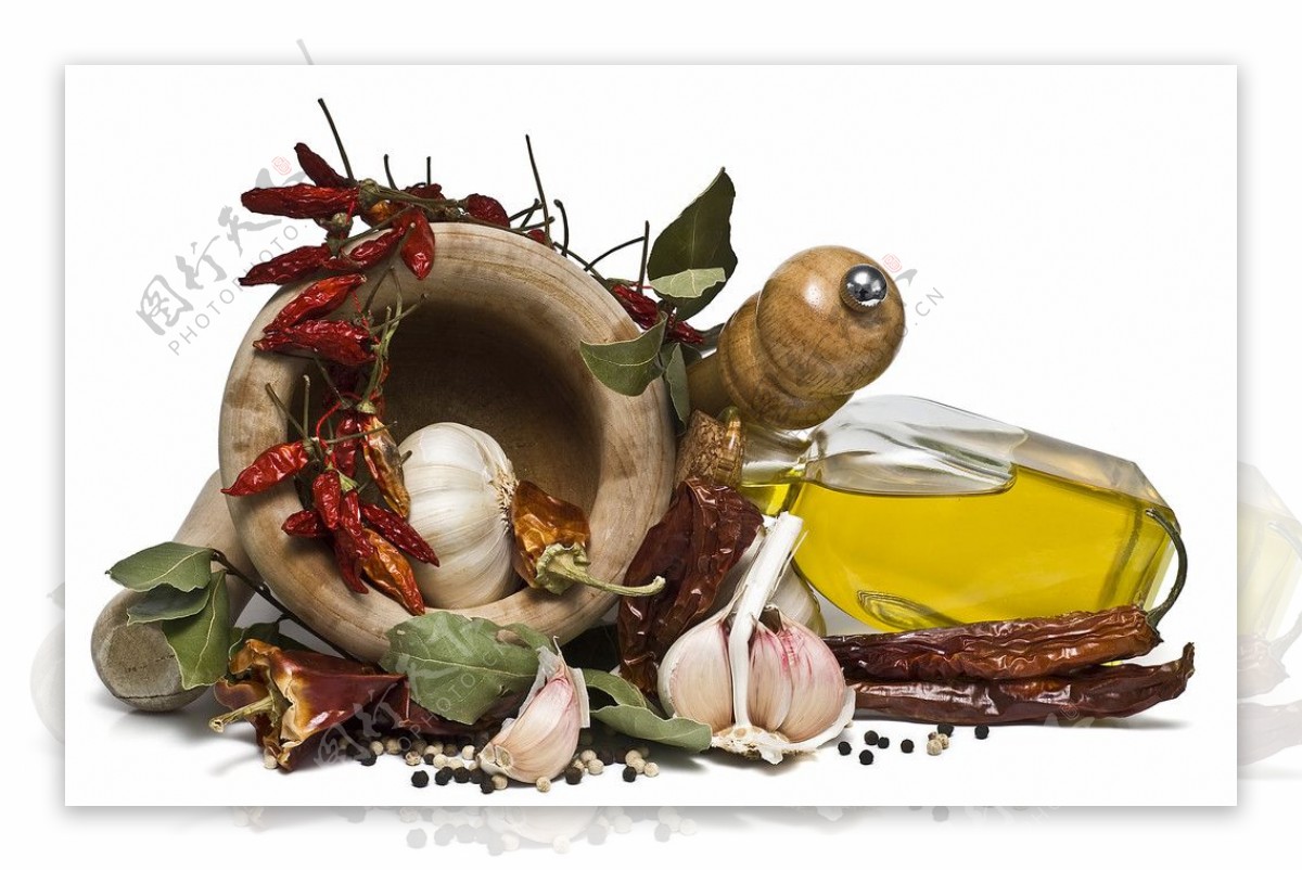 橄榄油和调味品图片