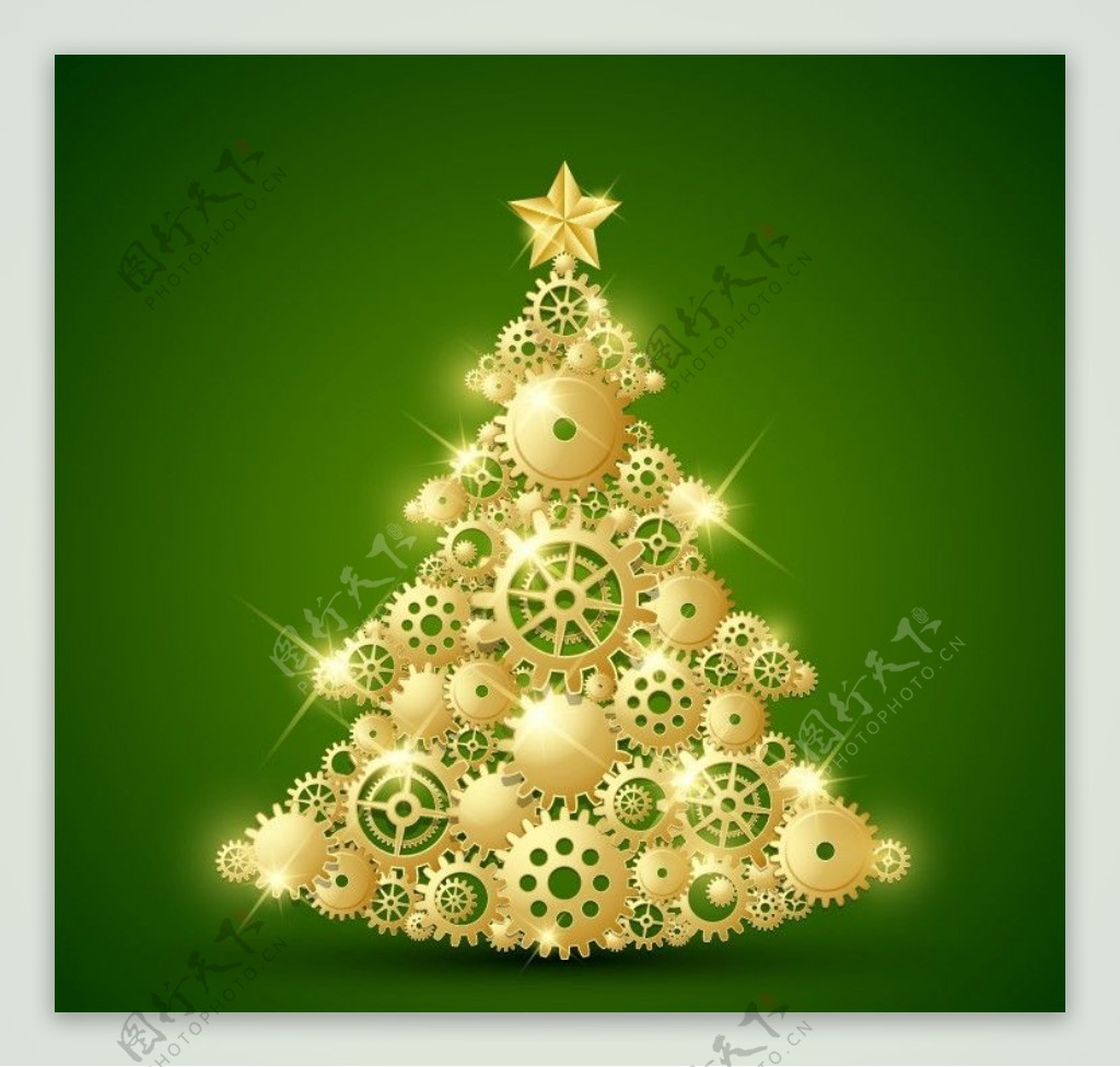 创意齿轮圣诞树图片