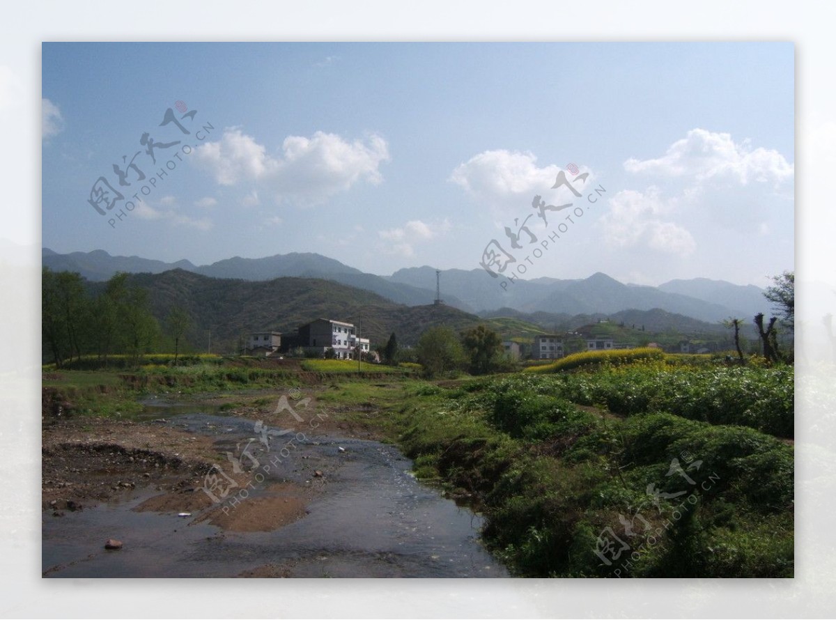 农村田边风景图片