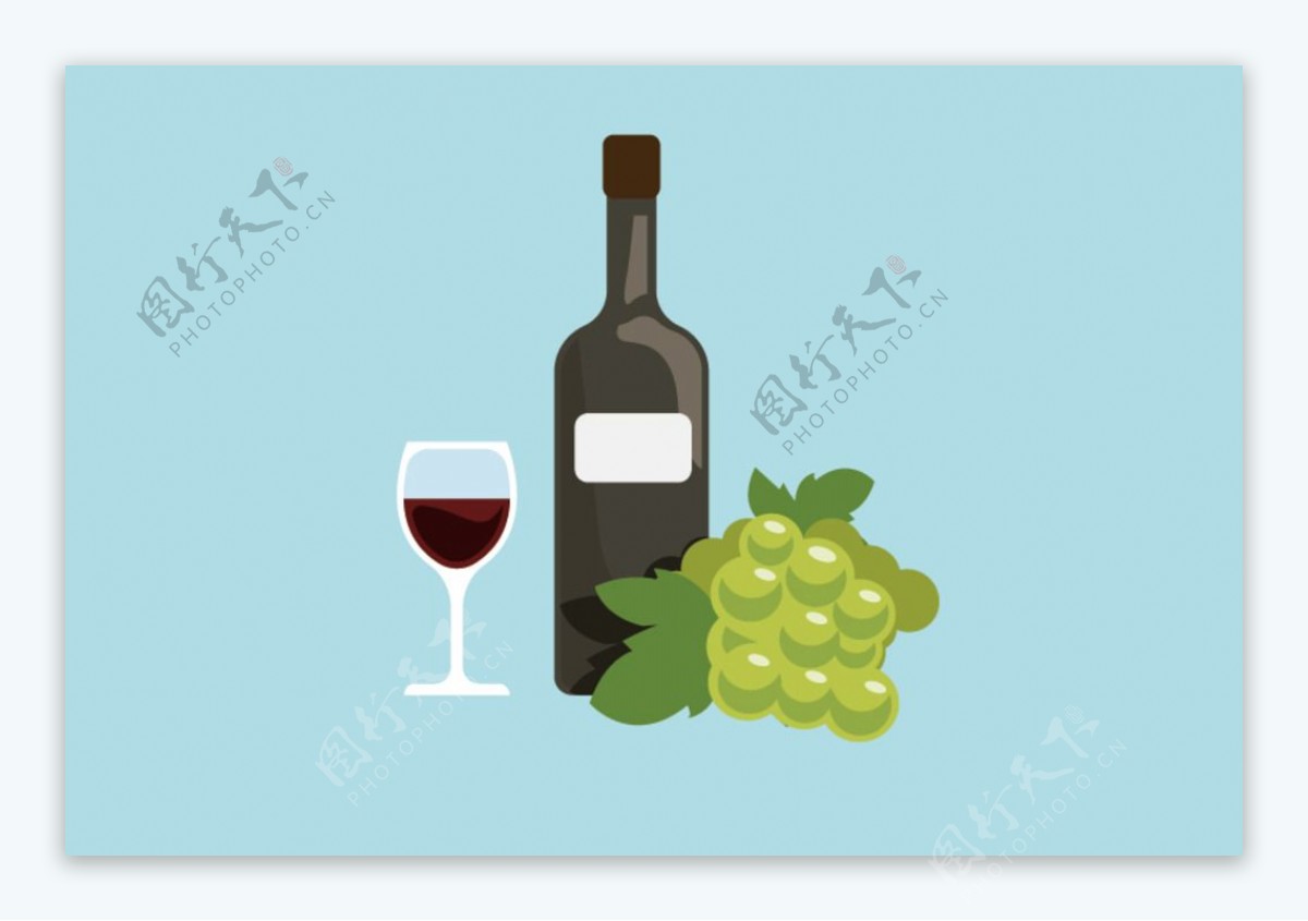 扁平葡萄酒葡萄矢量图素材图片