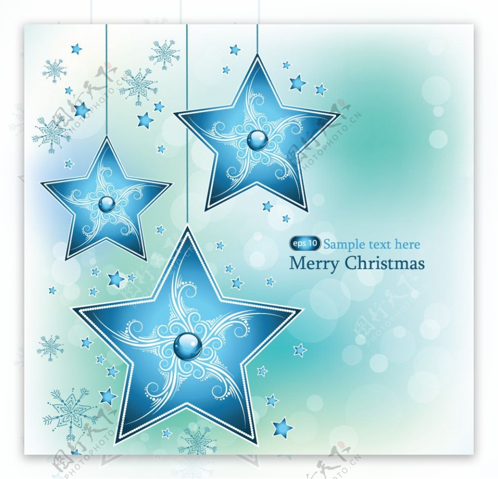 蓝色星星花纹圣诞背景图片
