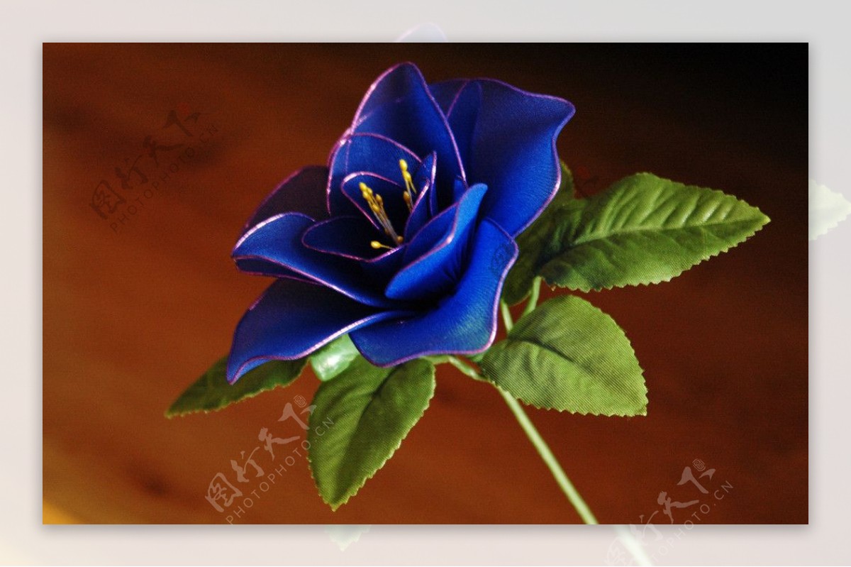 手工绢花蓝色玫瑰图片