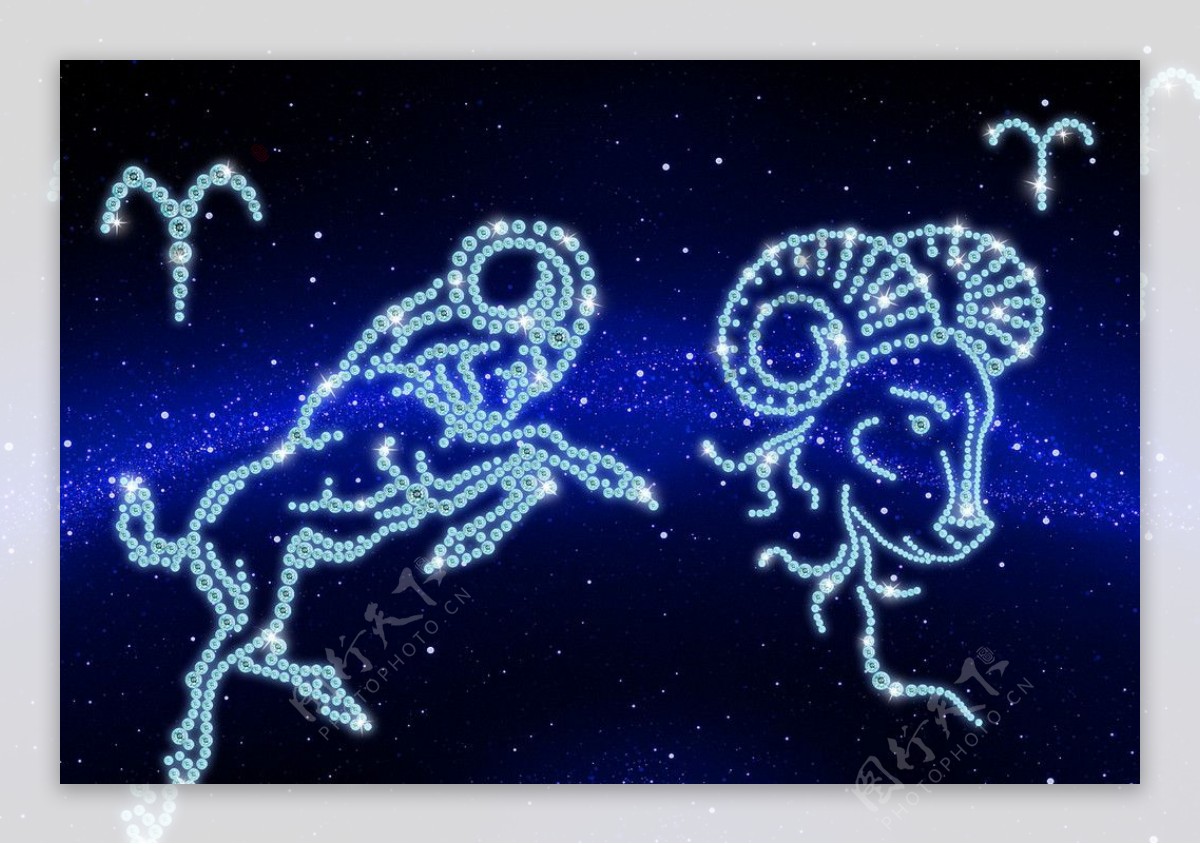 简约梦幻十二星座之白羊座星空背景图片-图行天下素材网