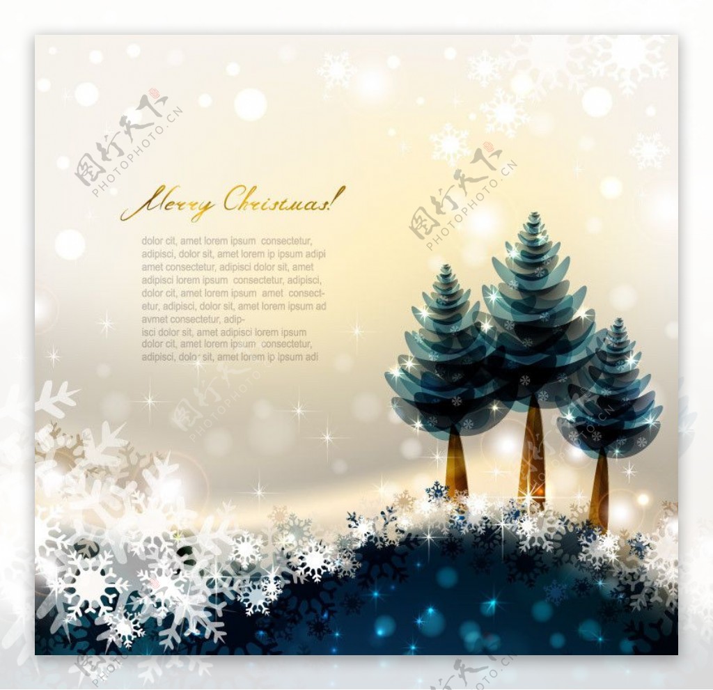 雪花圣诞树背景图片