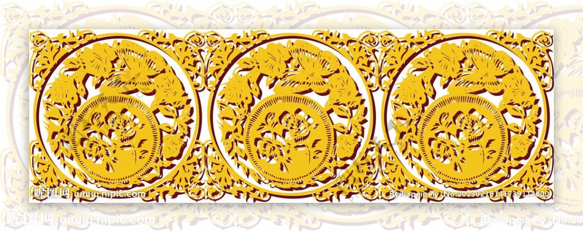 金色中国古典矢量花纹花边纹样图片