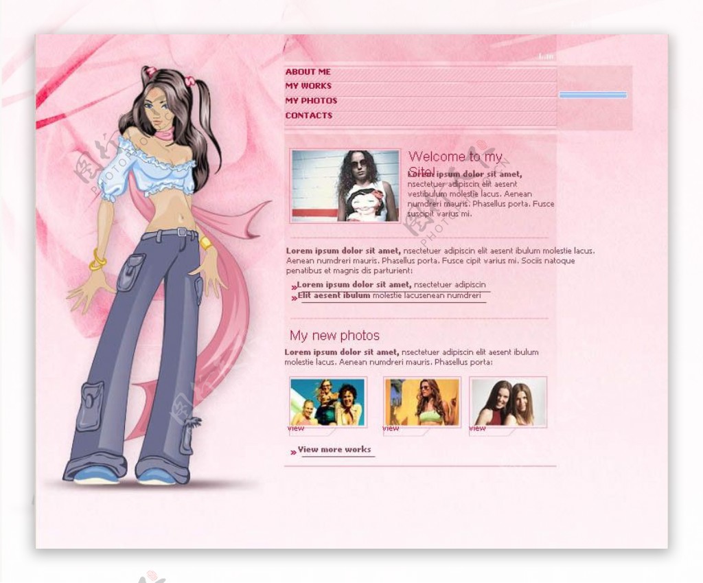超酷粉红女生FLASH整站网站模板图片
