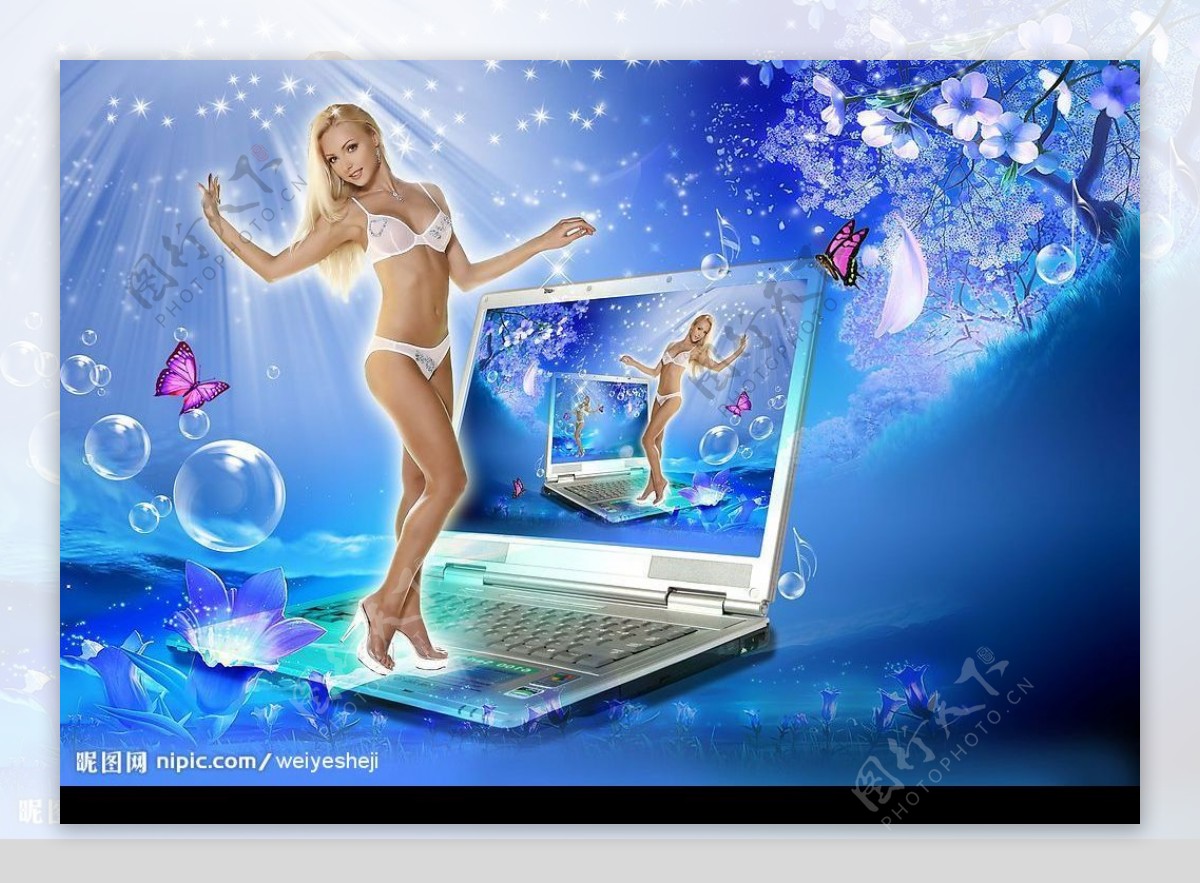 梦幻美女电脑广告图片