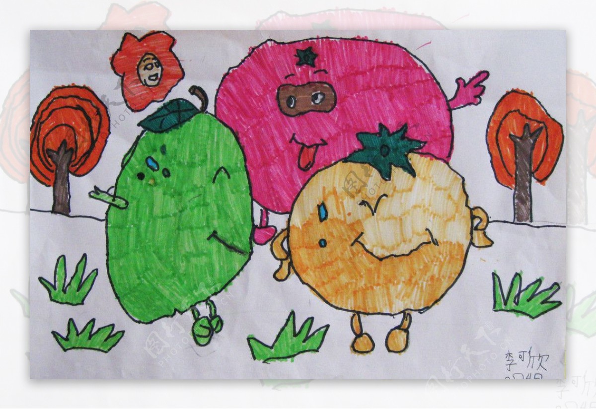 儿童画三个西红柿图片