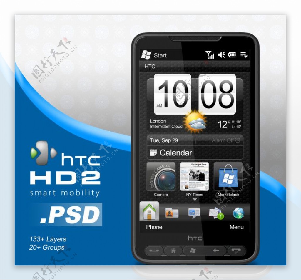 宏达高清2智能手机HTCHD2Smartphone图片