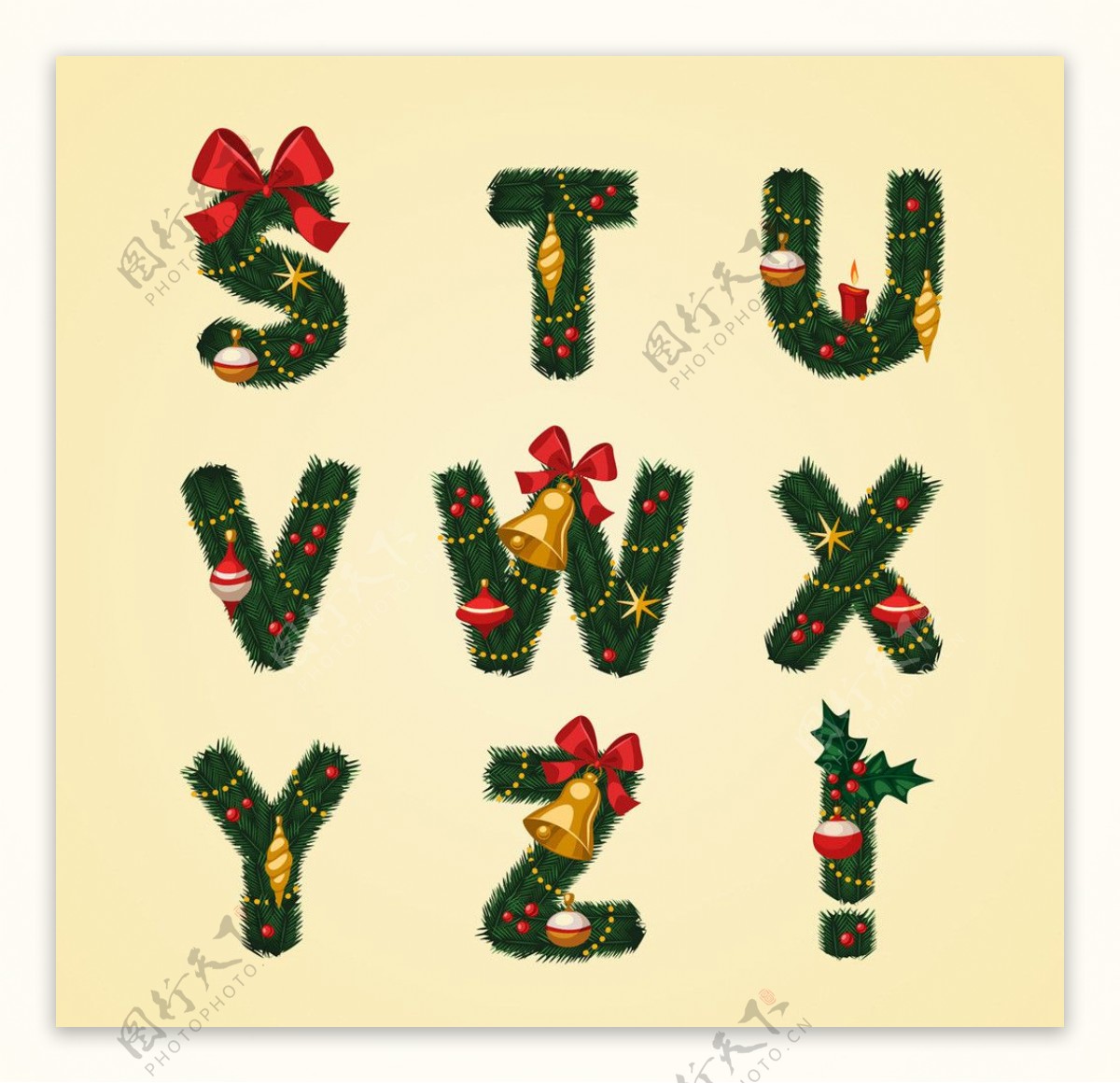 圣诞节装饰字母设计图片