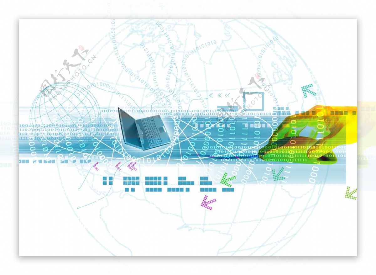 现代科技科技网络鼠标地球数字箭头电脑图片