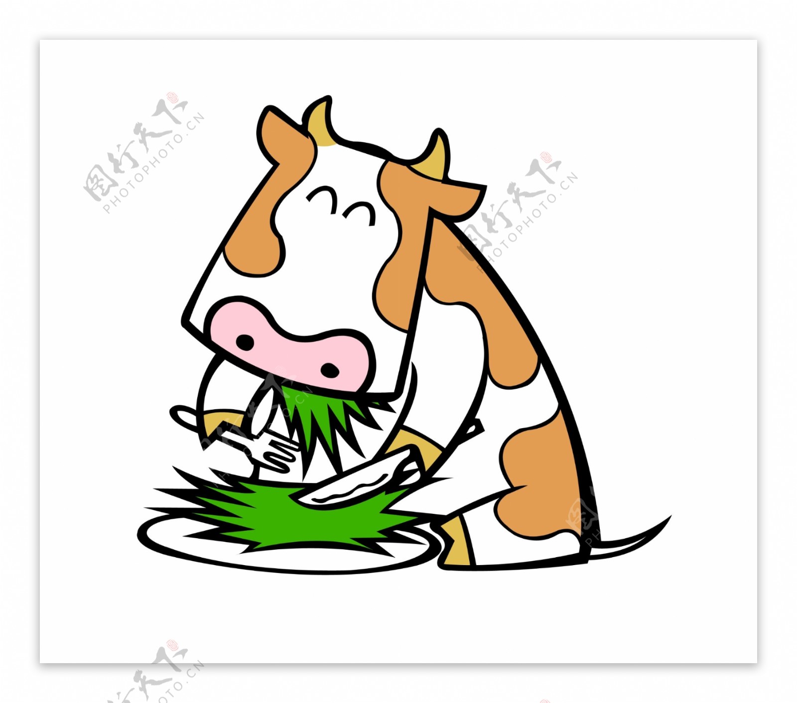 牛吃草图片