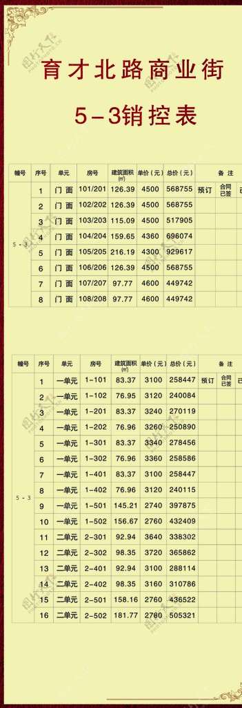 销控表海报图片