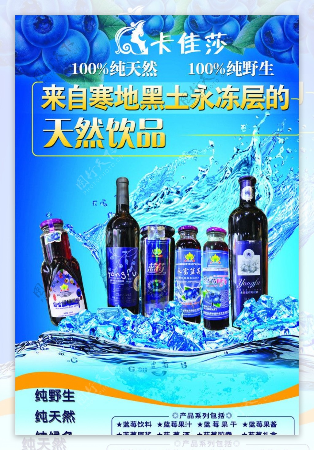 野生蓝莓果汁海报图片